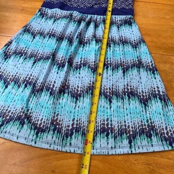Tehama Tank Racerback Dress Stretch Strap Midi Turquoise Navy Fit Flare, Size S - Picture 9 of 9